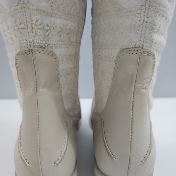 Free People Bren Knee High Boot Womens EU 39 Cream Embroidered Slouchy Boho NEW - Picture 10 of 15